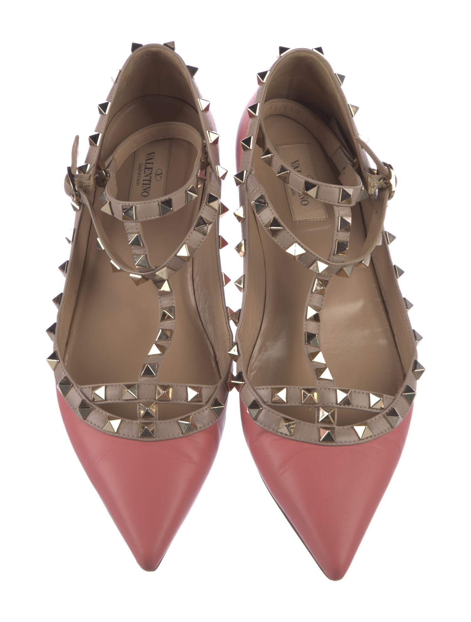 Valentino Rockstud Accents Leather Ballet Flats